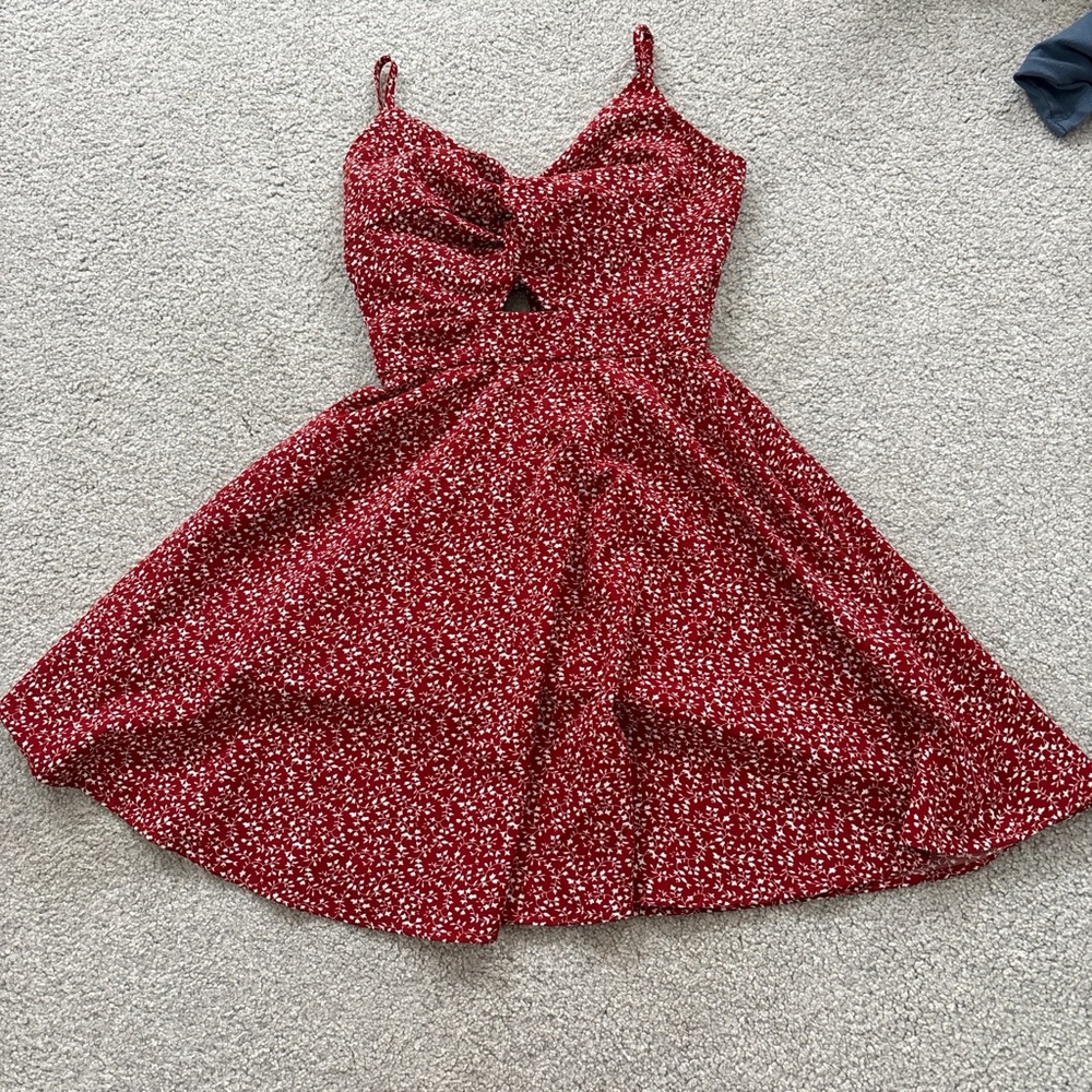 Elegant Red Floral Dress